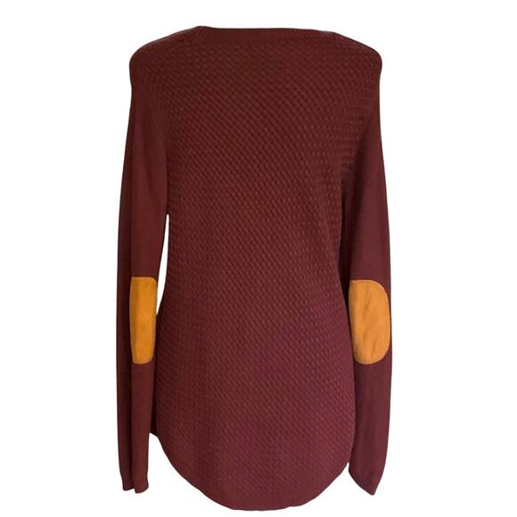 Lety & Me Purple Elbow Patch Loose Knit Cotton Blend Scoop Neck Sweater Size M - Picture 3 of 8